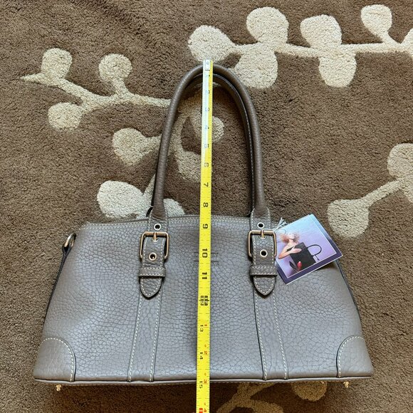 dooney and burke leather domed satchel bag in platinum - Picture 5 of 8